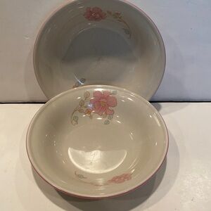 Vintage 1988 China Pearl Stoneware, Claudia Pattern, Set of 2 Soup/Cereal Bowls
